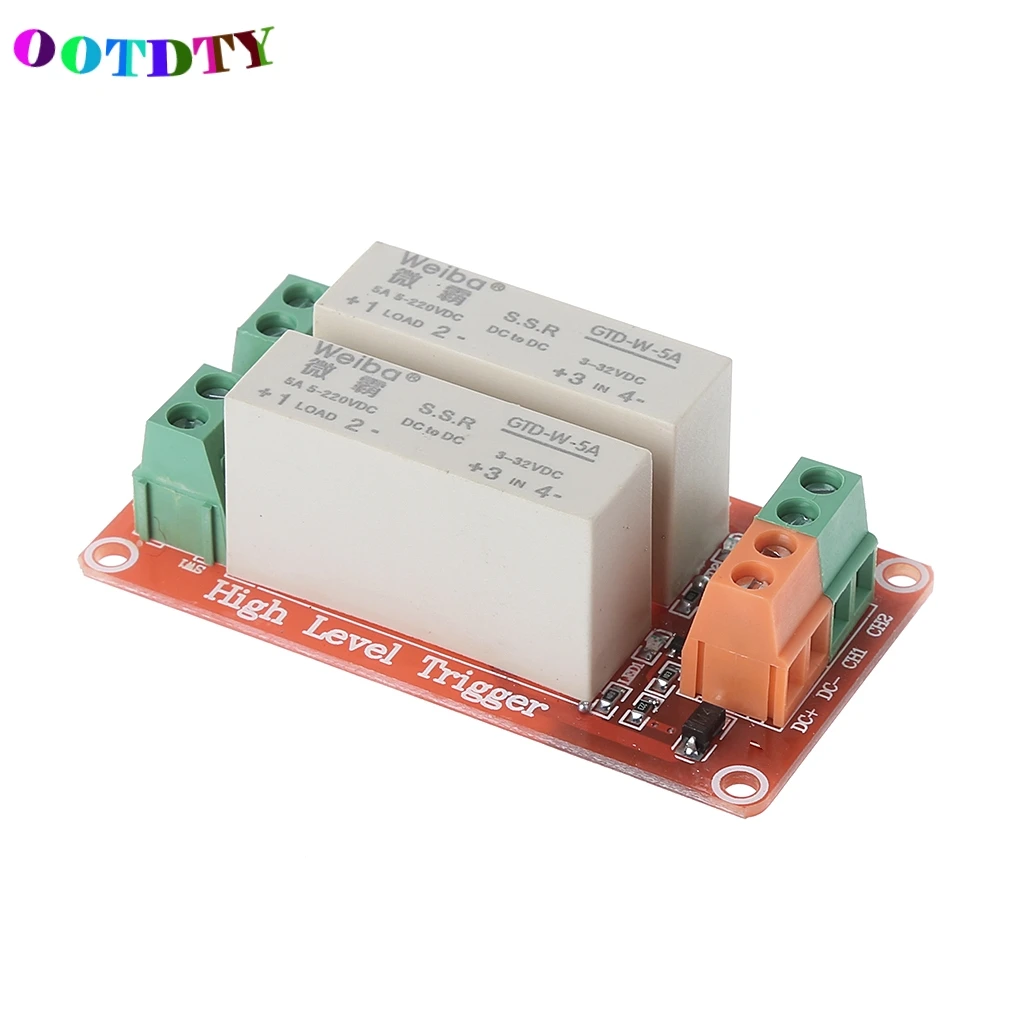 OOTDTY 2 канала SSR твердотельные реле Высокий рычаг триггера 5A 5v12v для Uno R3 APR11_10