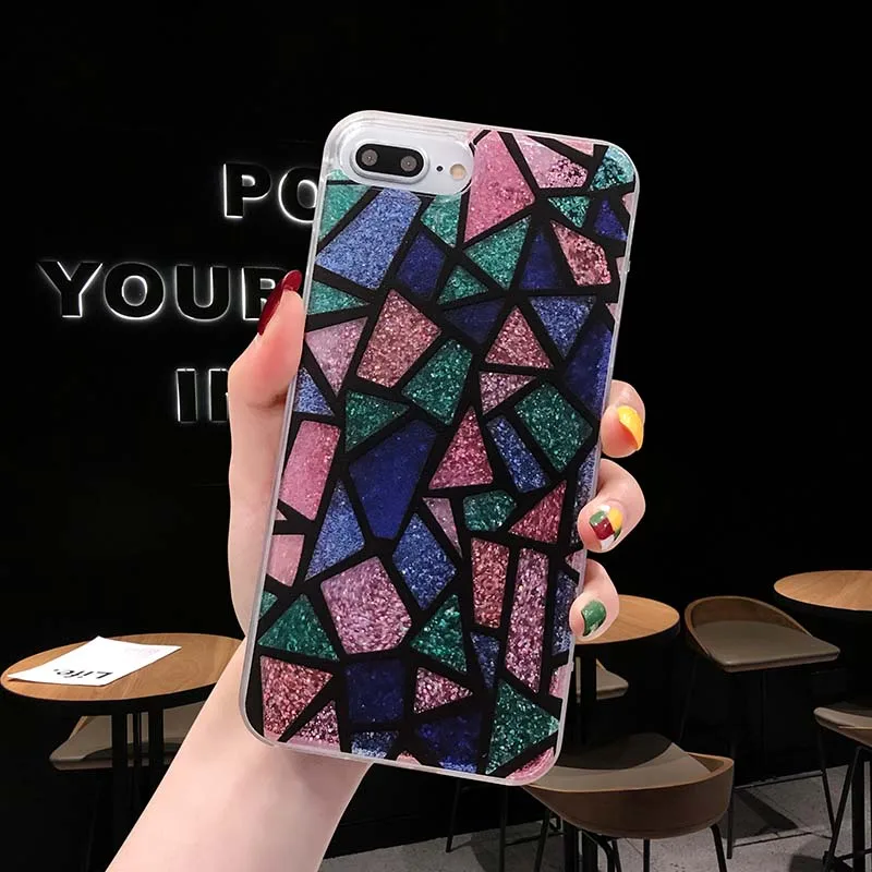 Luxury Fashion Colorful Shape Pattern Bling Glitter Liquid Quicksand Soft TPU Phone Case Cover For iPhone XR XS Max X 6 6s 7 8P |