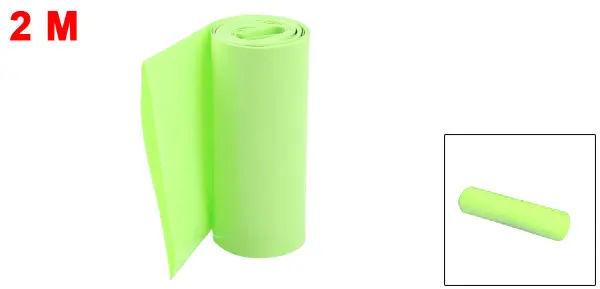 F x1 85mmx2m Green Uxcell Горячая 2 м x 85 мм 3 м x 35 мм 8 вариант черный синий прозрачный зеленый фиолетовый красный ПВХ термоусадочная трубка для 18650 аккумуляторной батареи - Цвет: F x1 85mmx2m Green
