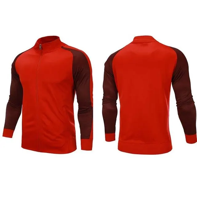 red Jersey jacket Зимняя мужская спортивная одежда для бега, комплект для футбола, куртки для бега, штаны, спортивные костюмы, мужские тренировочные костюмы для бега - Цвет: red Jersey jacket