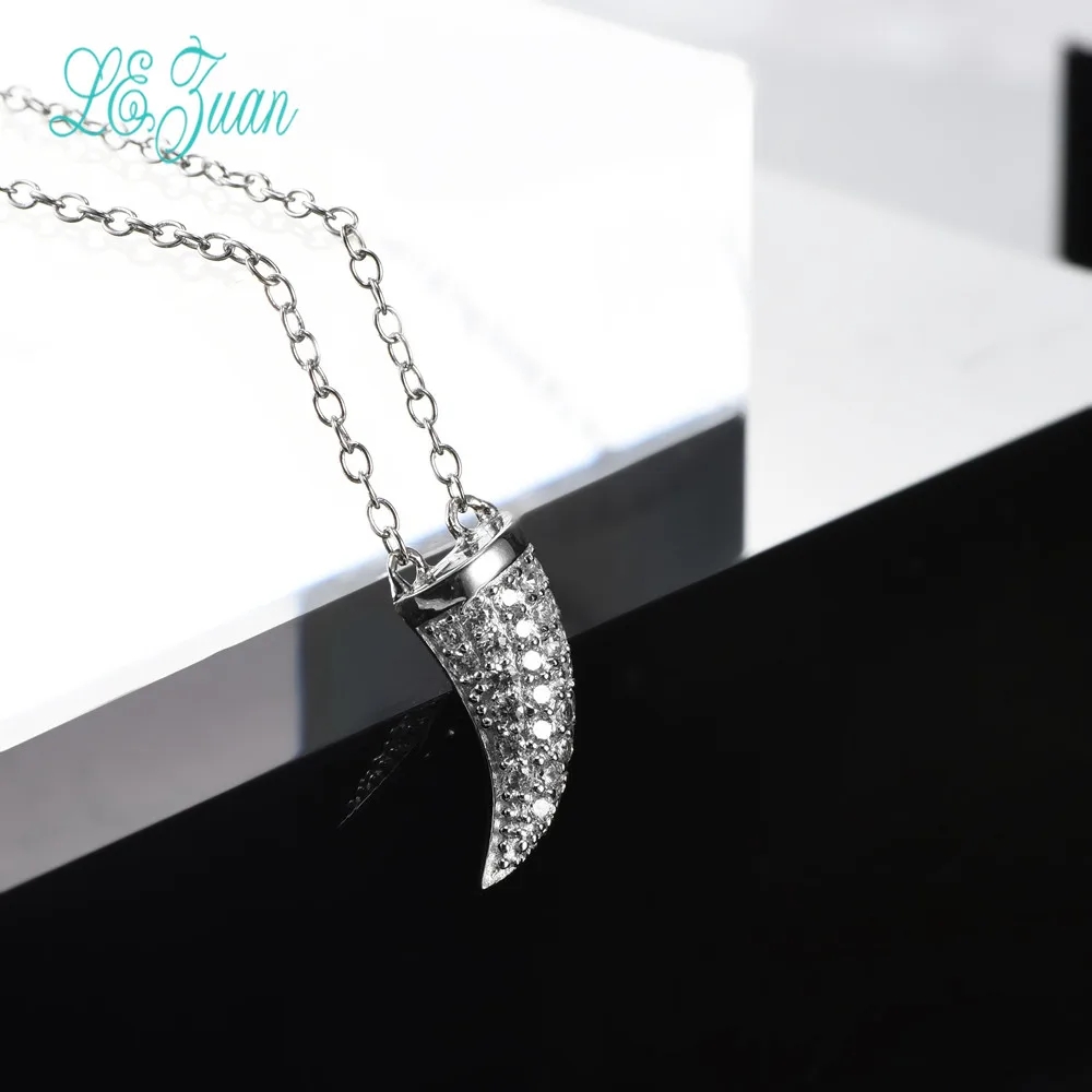 Женское ожерелье с кулоном в виде рога носорога из серебра 925 пробы|fine jewelry|sterling