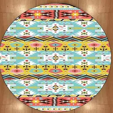 Ацтекские цветные геометрические 3d принты Нескользящие круглые ковры из
