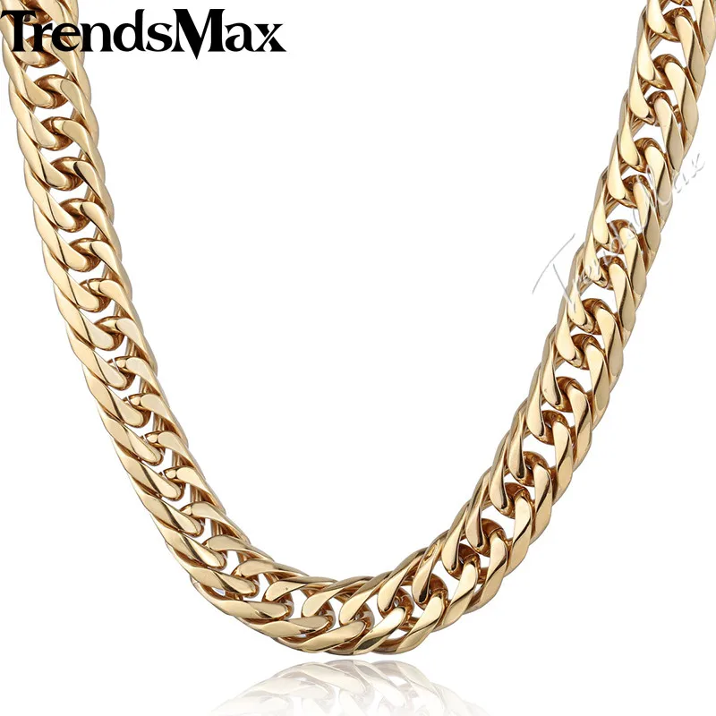 Trendsmax мужское ожерелье 316L нержавеющая сталь цепь для мужчин Золотой Тон
