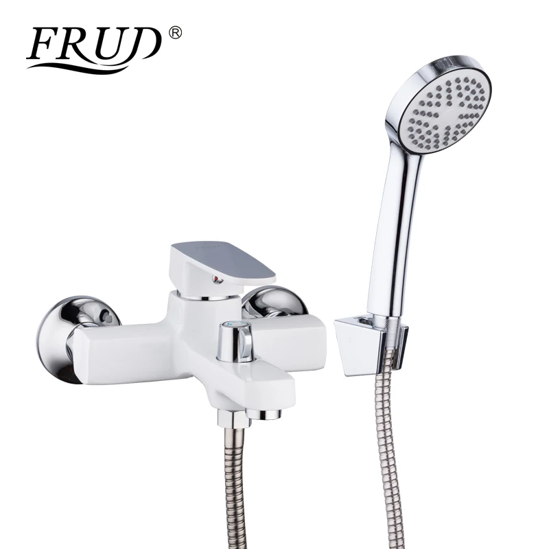 Frud смеситель для душа, белый длинный нос, кран для ванной комнаты, водопад, смеситель для душа, хромированный кран для ванны, кран для раковины