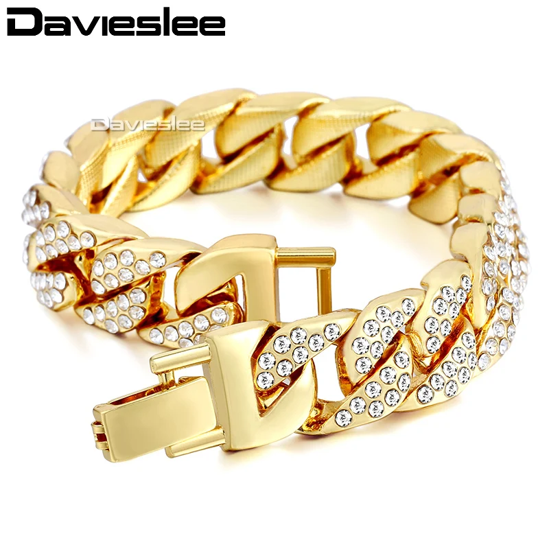 Мужской браслет Davieslee 14 мм 20 см для женщин ювелирные изделия панцирная кубинская