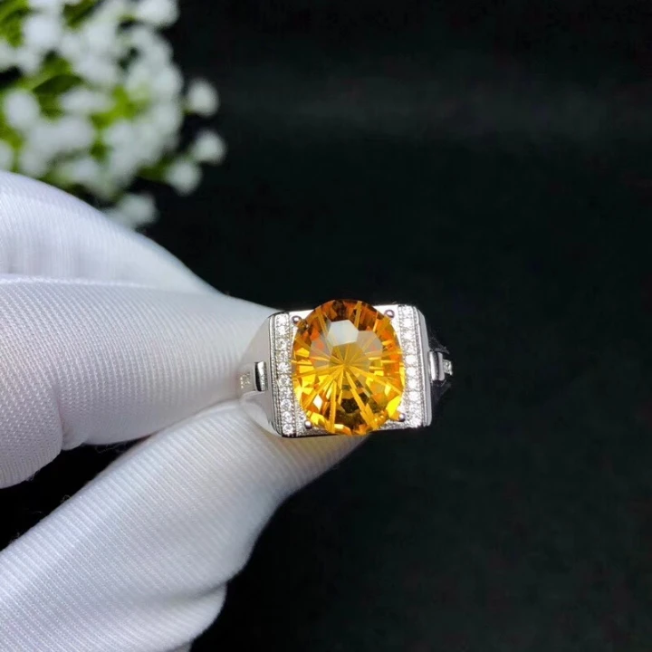 Кольцо KJJEAXCMY boutique jewelryar из серебра 925 пробы с натуральным Цитрином|Кольца| |