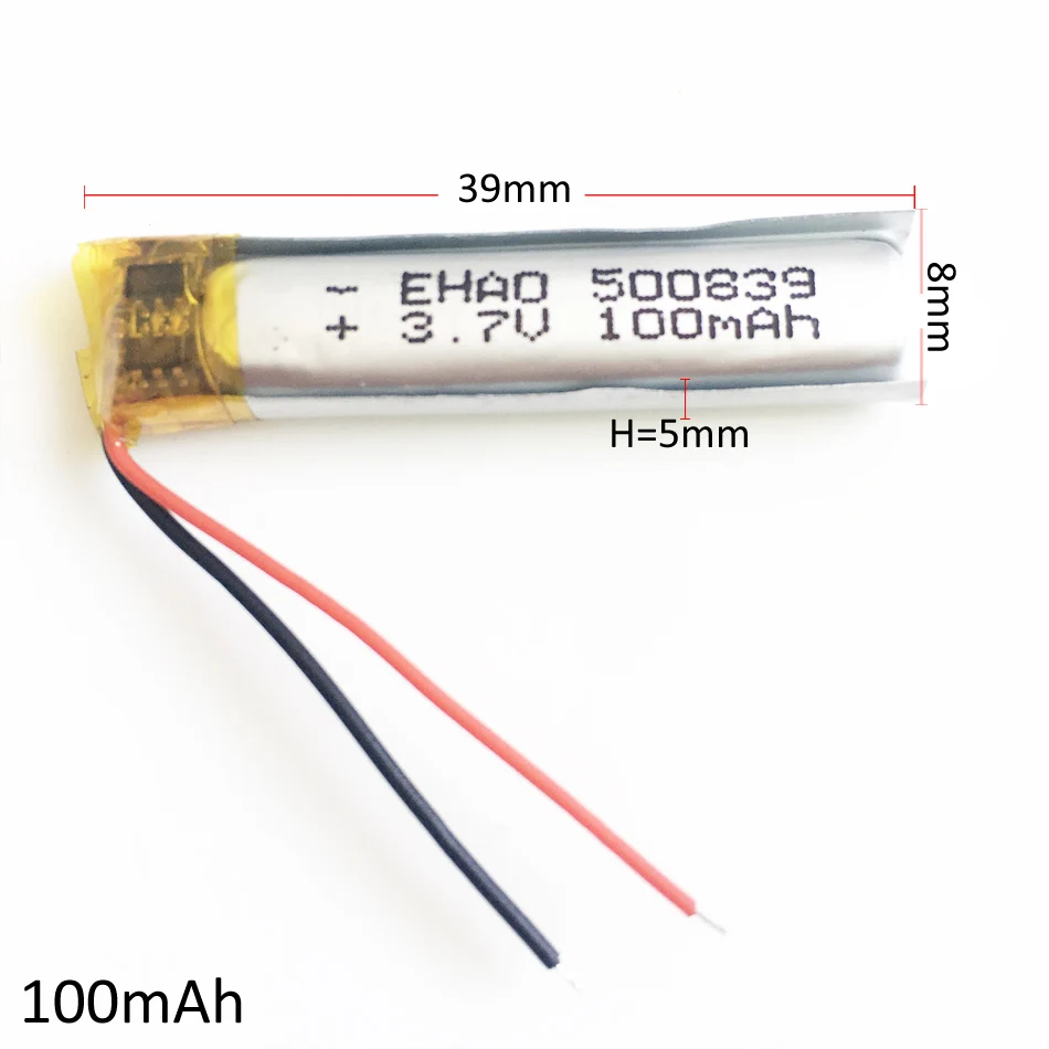 5 шт. 3,7 в 100 мАч lipo перезаряжаемая батарея 500839 литий-полимерная для MP3 bluetooth часы ручка MID гарнитура головной фон видео ручка