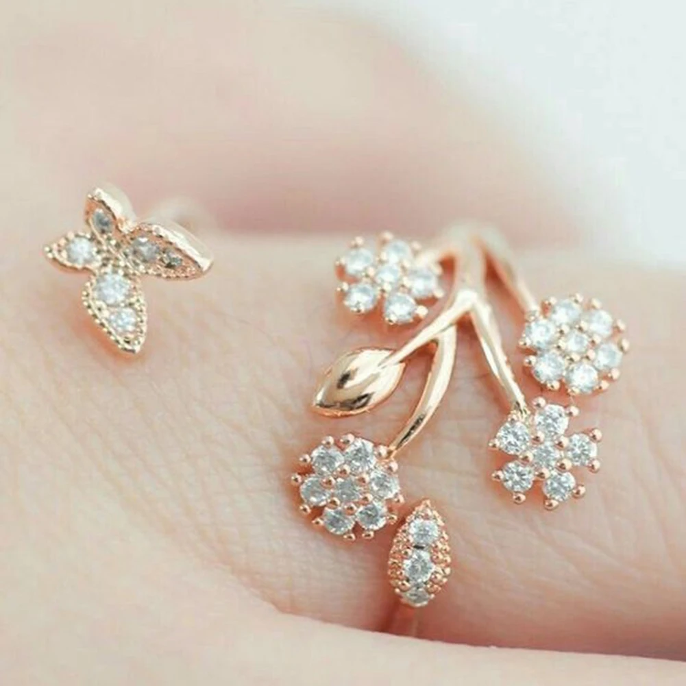 Silver Lovely Jewelry Butterfly Design Engagement Ring for Women Girls Lady | Украшения и аксессуары