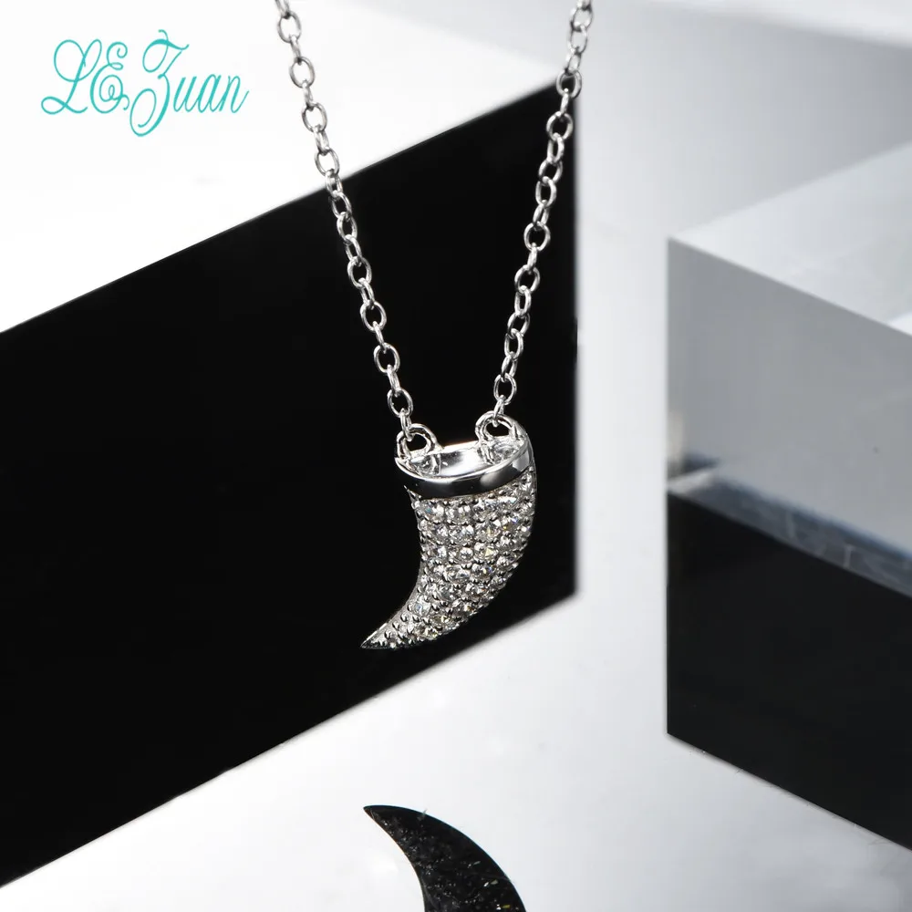 Женское ожерелье с кулоном в виде рога носорога из серебра 925 пробы|fine jewelry|sterling