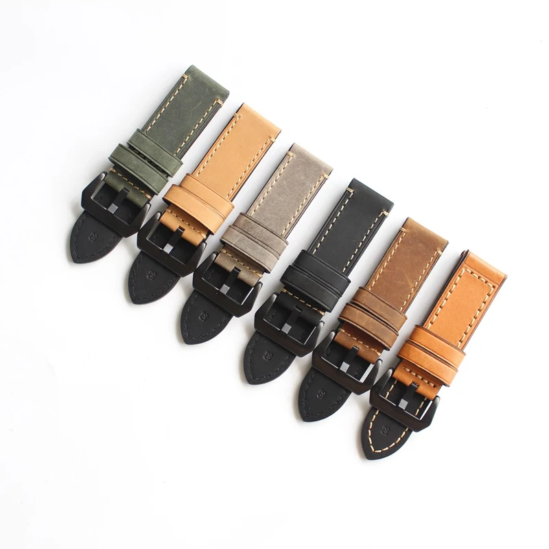 

20mm 22mm 24mm 26mm100% Quality Italian Handmade Calf Leather Vintage Brown Color Strap For Panerai PAM Watches