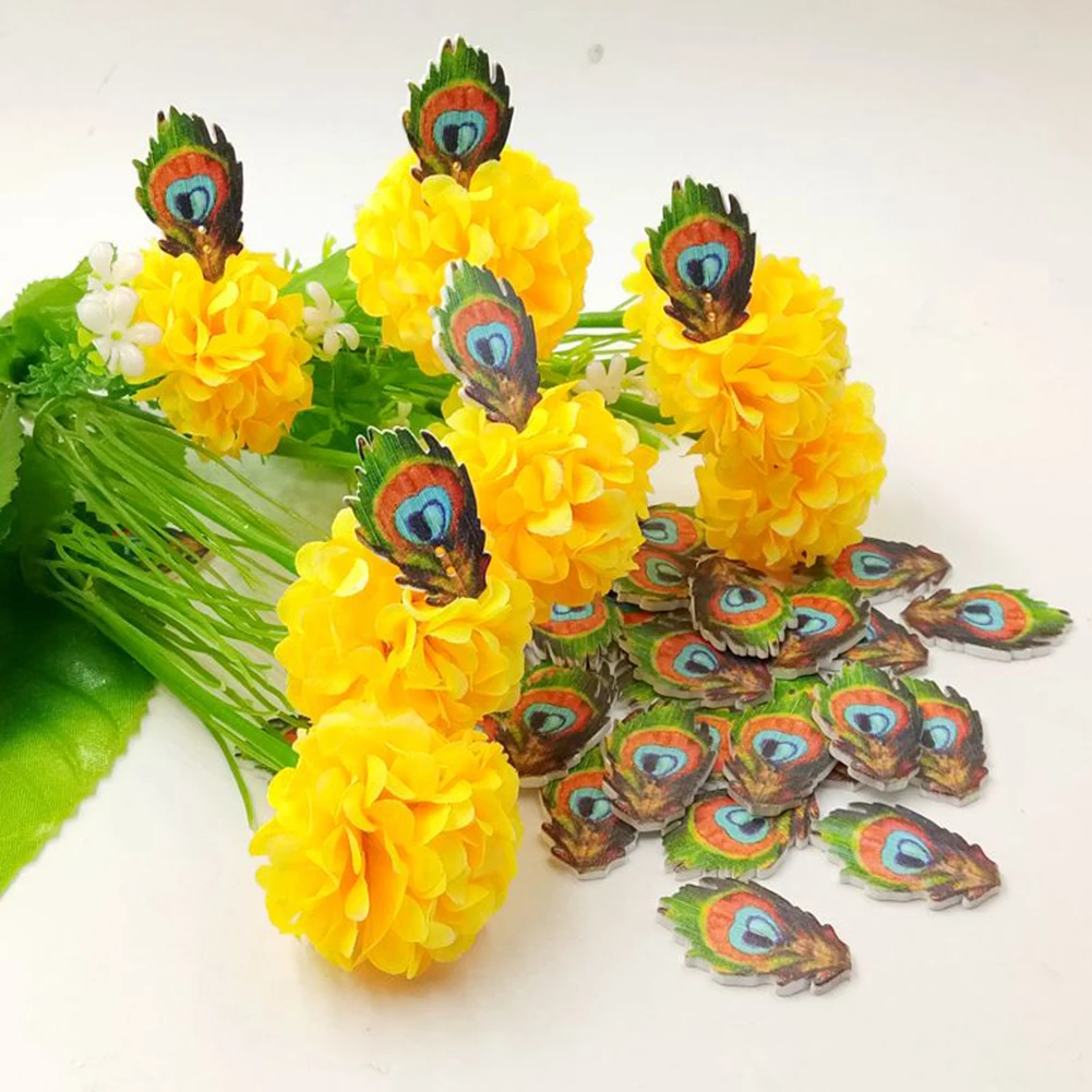 50 шт. Павлин Перо деревянный Пуговицы DIY Вышивание рукоделие Скрапбукинг Craft | Дом
