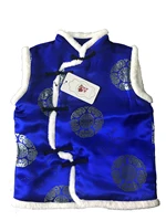 new year festival chinese traditional childrens tang style sleeveless show performance winter redblue lovely vests for kids