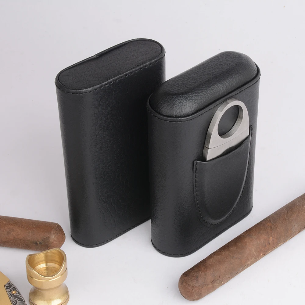 Кожаный чехол для сигар COHIBA с 3 пальцами и отделкой из кедра | Дом сад