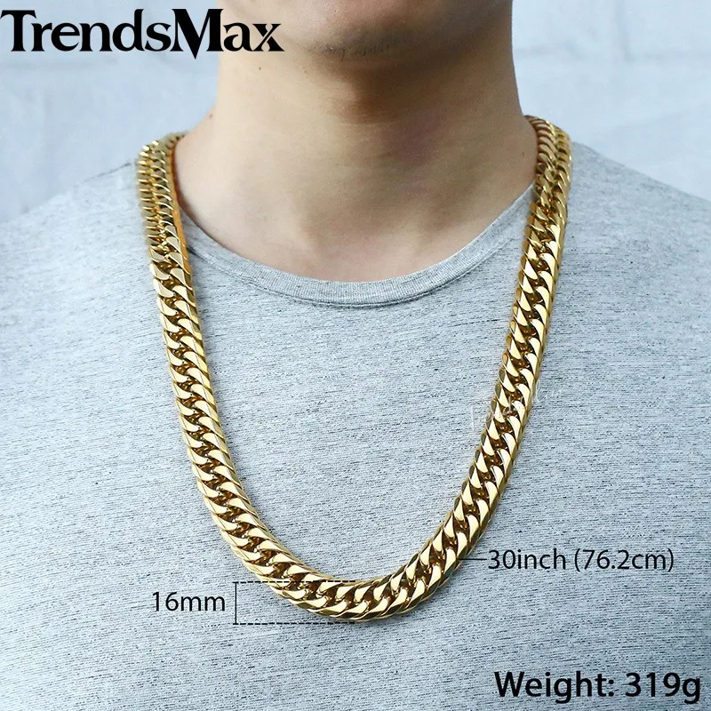 Trendsmax, хип-хоп, со льдом, проложенные стразы, кубинская цепочка, Мужская цепочка, 316L, нержавеющая сталь, золото, серебро, KHNM22