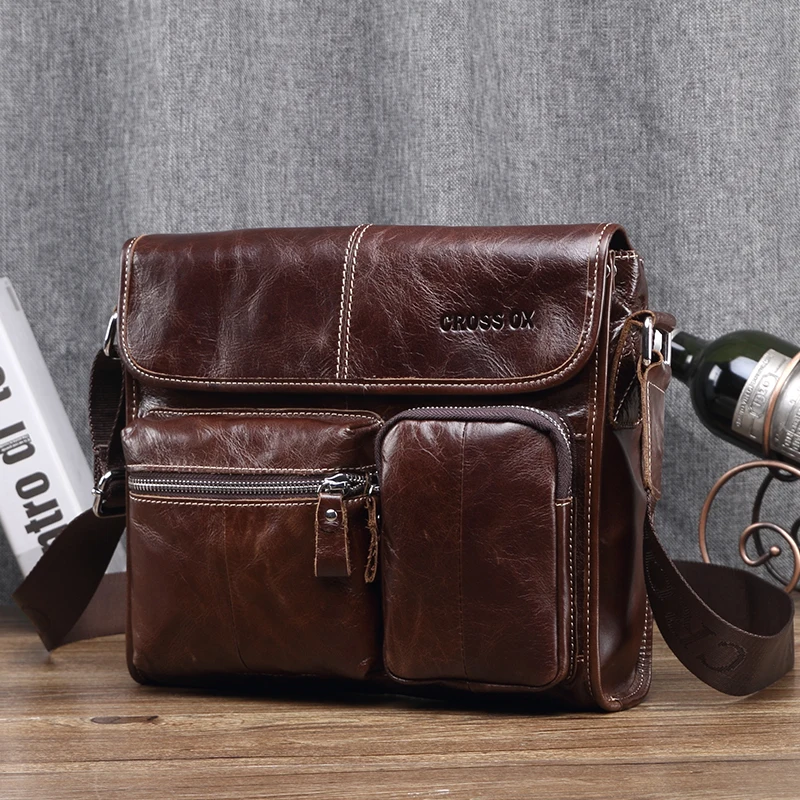 CROSS OX Сумка мужская кожаная через плечо Много карманов Лучший подарок для мужчин