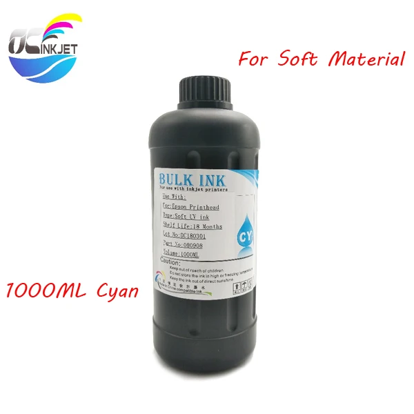 Cyan(Soft) Ocinkjet 1000 мл Светодиодный УФ чернила для Epson 1390 1400 1410 1430 L800 L1800 для DX3 DX4 DX5 DX6 DX7 окружающей среде, печатные головки подходят для твердых и мягких Материал - Цвет: Cyan(Soft)