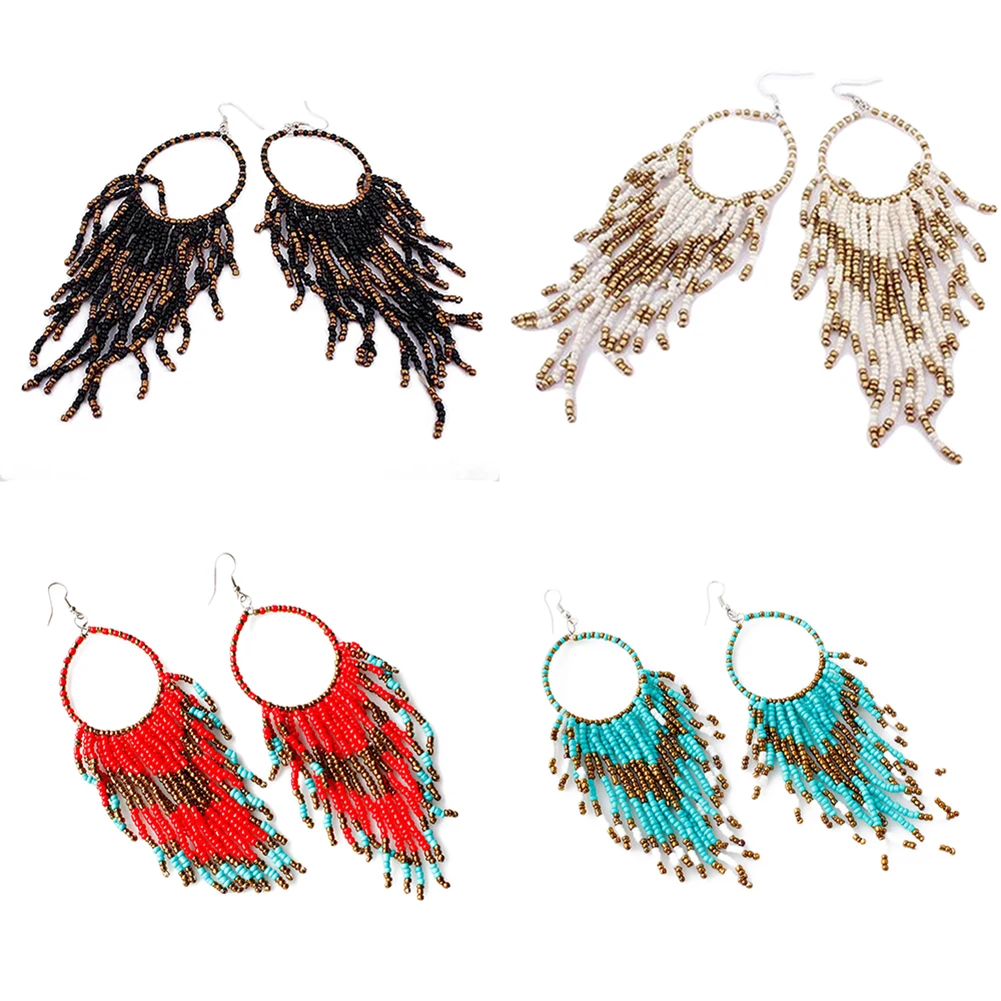 Fashion Lady Boho Long Tassels Dangle Hook Earrings Socialite Eardrop Jewelry | Украшения и аксессуары