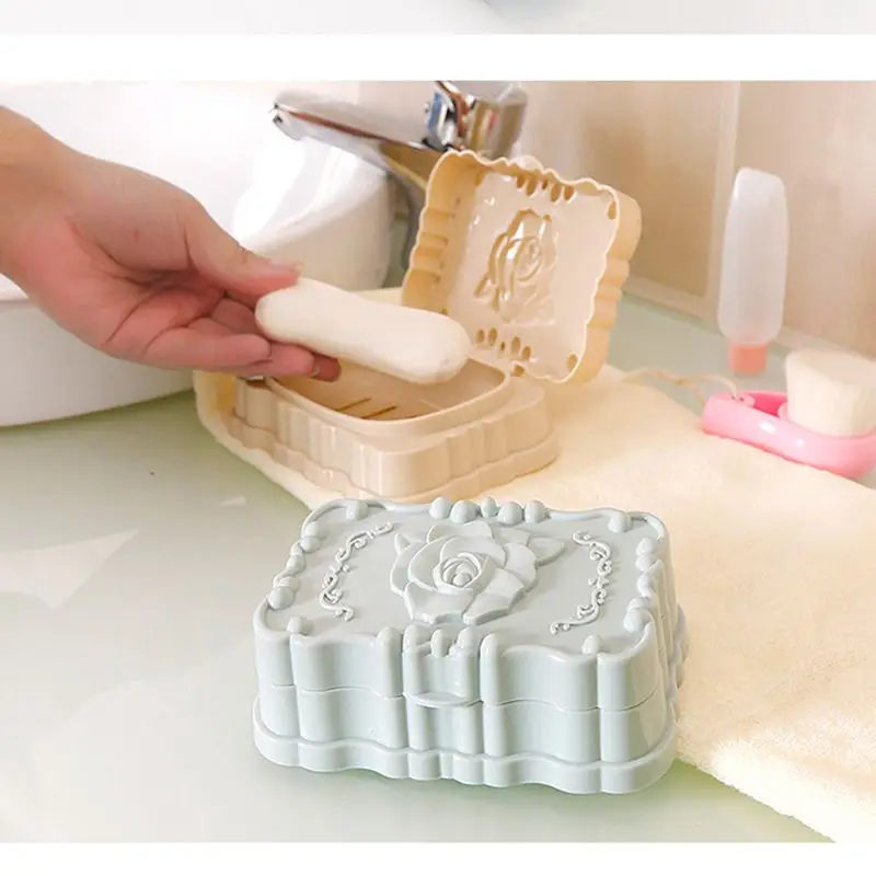 Portable Waterproof Rose Bathroom Soap Dishes Plastic Home Decoration Accessories Travel Supplies Box Case Holder Container | Дом и сад