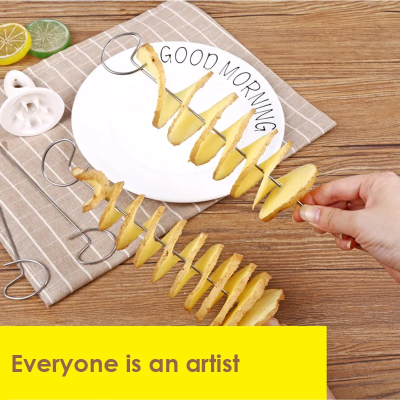 1 комплект из нержавеющей стали нож для спиральной нарезки картофеля слайсер