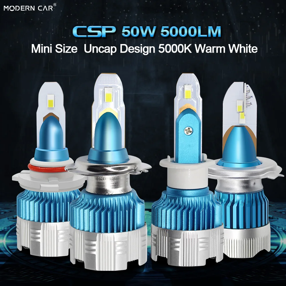 Современный автомобиль H7 CSP 50 Вт 6000LM теплые белые лампы для фар супер мини размер