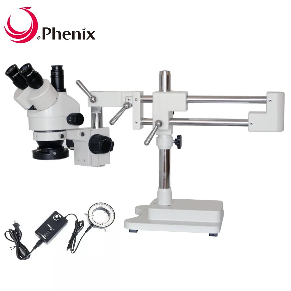 Микроскоп Phenix 7x 45x с зумом Тринокулярный стереомикроскоп двойная стрела стойка