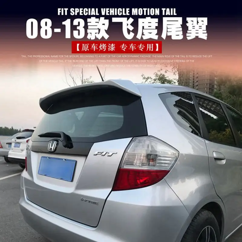 

For Honda Jazz Fit Spoiler High Quality ABS Material Car Rear Wing Primer Color Rear Spoiler For Honda Fit B Spoiler 2008-2013