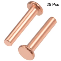 uxcell 25pcs flat head copper solid rivets fasteners an ideal material for manufacturing functional items copper tone 6 sizes