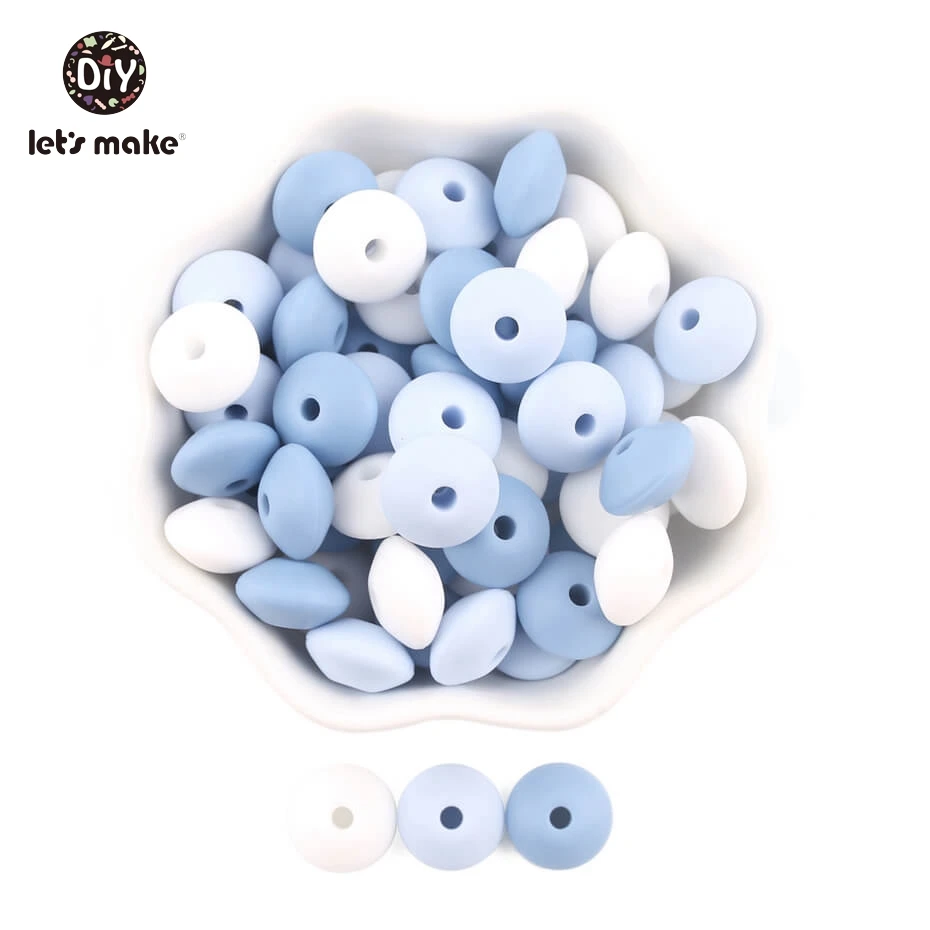 blue set Чечевица силиконовый Прорезыватель 12 мм 40 шт Силиконовые Бусины DIY бусины-прорезыватели ожерелье для кормления пищевые силиконовые счеты бусины давайте сделаем - Цвет: blue set