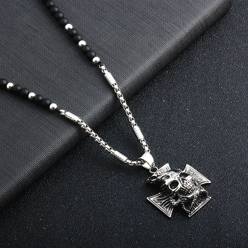 Again Jewel Fashion 2019 New Men Pendant Necklace Vintage Design SKull Lion Natural Stone Beaded Yoga Jewelry Gift | Украшения и