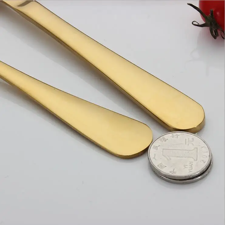 

High-grade Gold Cutlery scoop fork knife tea scoop Matte Gold Stainless Steel Food Silverware Dinnerware Utensil