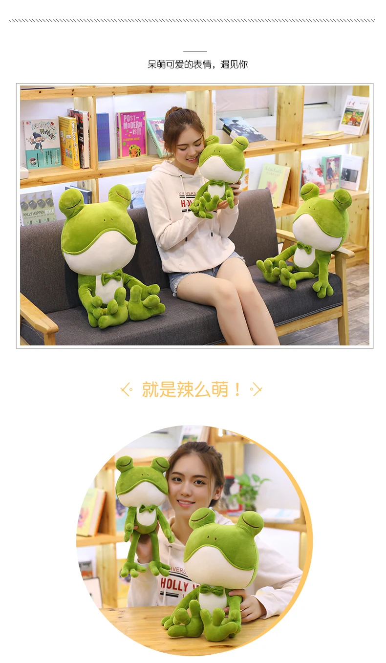 New Year Present Big Eyes Tie Frog Plush Toy Animal Doll Comfort Pillow 35cm 50cm 65cm 85cm 1pcs/pack