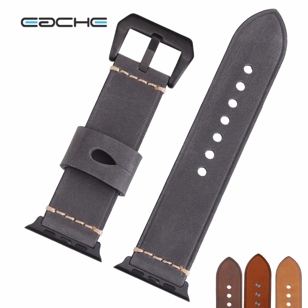 

EACHE 38mm 42mm Watch Straps Band Fit For Apple Watch Light/Dark Brown Yellow Grey With Silver &Black Buckle/Adapter