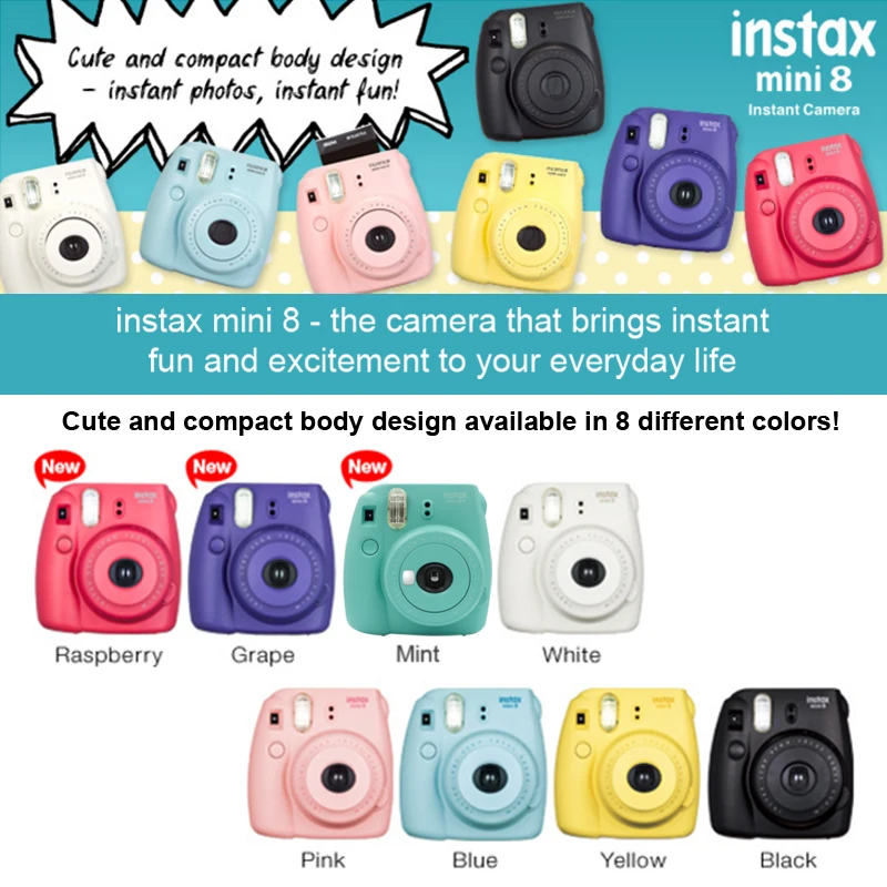 Fuji Fujifilm Instax Mini 8 мгновенная фотопленка камера желтый + крупным планом объектив