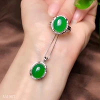 kjjeaxcmy fine jewelry 925 sterling silver inlaid natural gemstone green chalcedony ladies pendant necklace ring set support