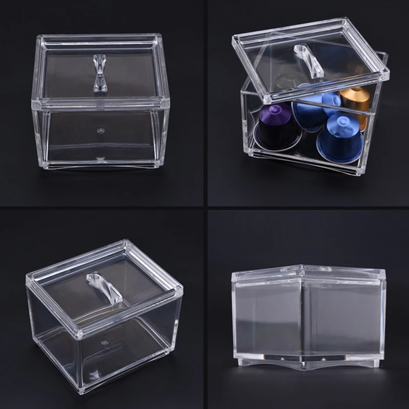 Прозрачный акриловый чехол для макияжа ANHO ватные диски и коробка хранения