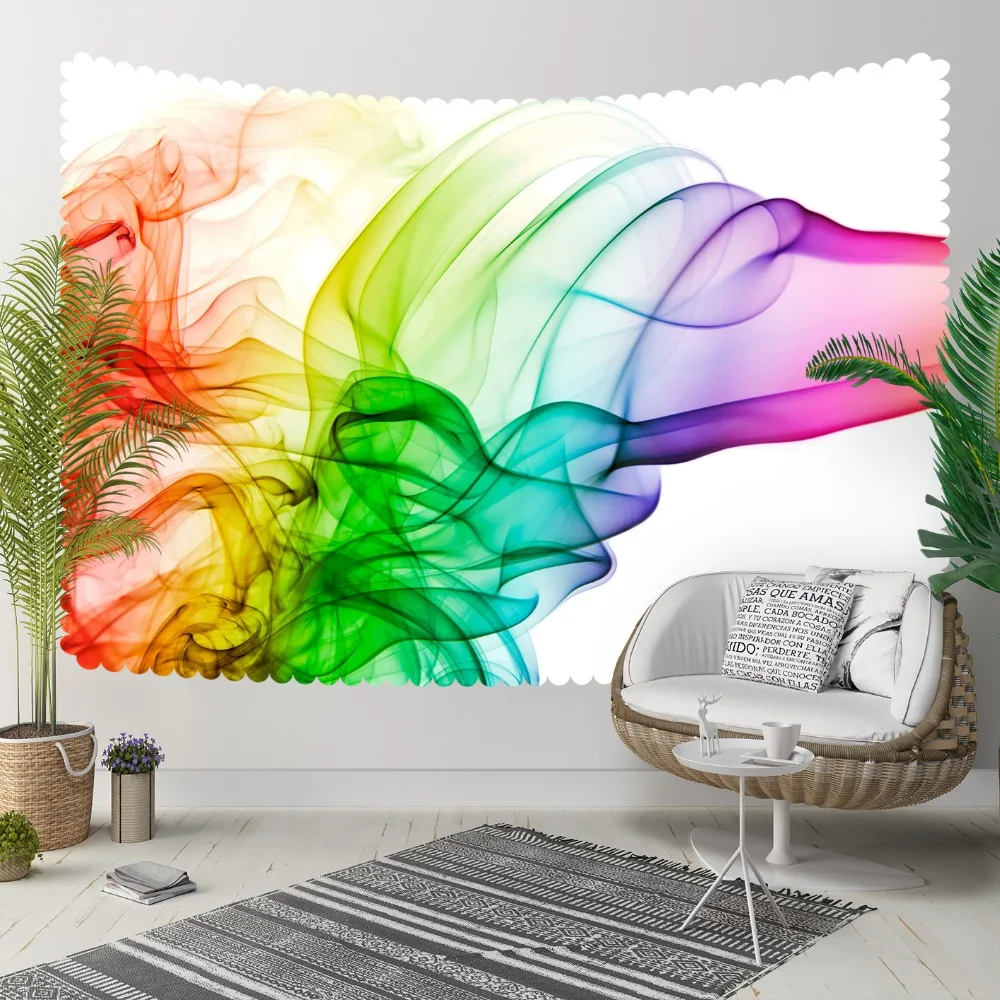 

Else Green Purple Pink Yellow Smokes Design Modern 3D Print Decorative Hippi Bohemian Wall Hanging Landscape Tapestry Wall Art