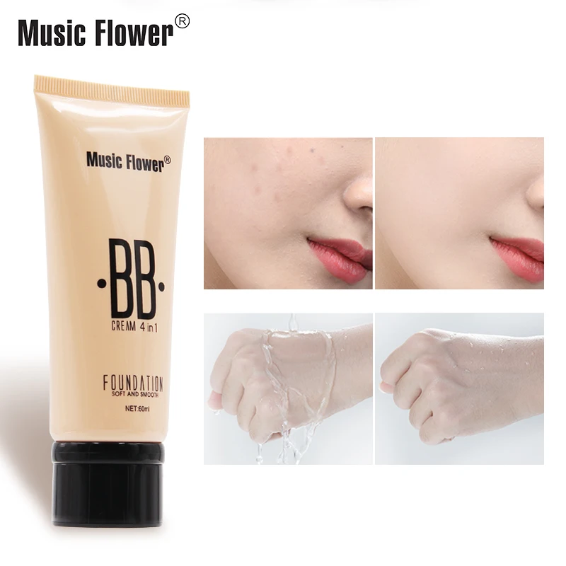 Music Flower BB Cream 4 in 1 Foundation Longlasting Moisturizing Brightening Concealer Flawless Basic Women Makeup Face Beauty |