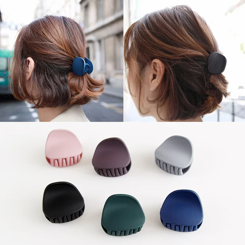 Simple Circular Arc Clip Set With Pure Color Frosted Texture Bath Hair Claw Women Accessories |