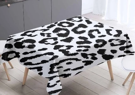 Черно белый дамасский османский винтажный тюльпан 3d скатерть моющаяся