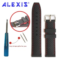 22mm elegant two tone black red silicone unisex watch band straps wb1047