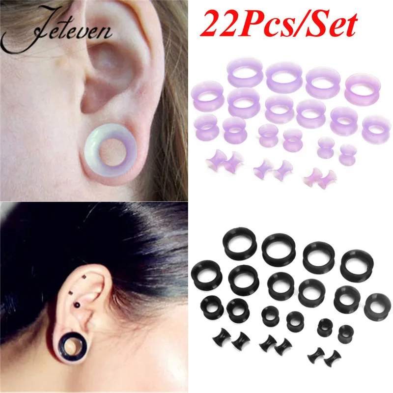 22 шт. набор для растяжки ушных туннелей и пробок из мягкого силикона расширители