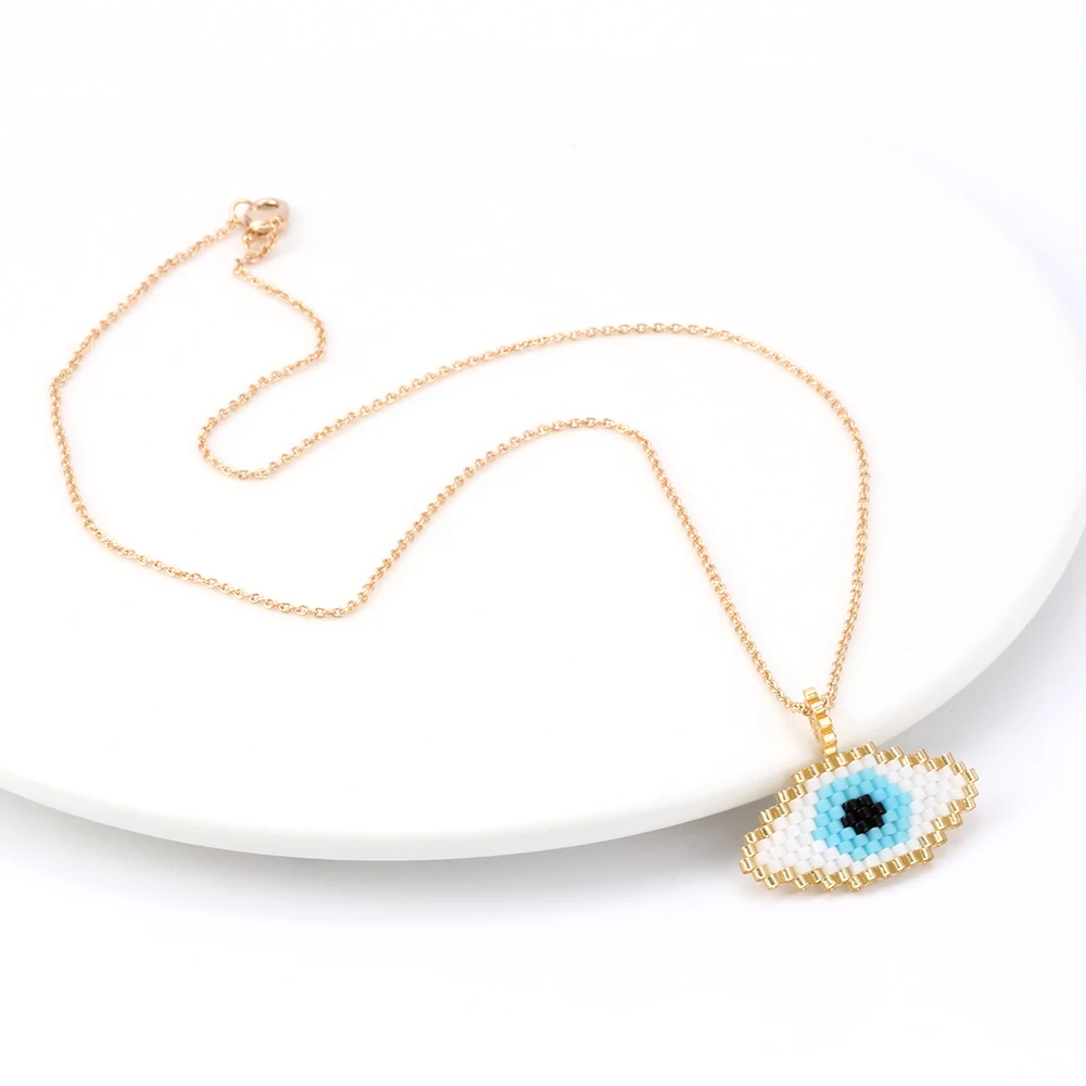 MEIBEADS ожерелье от сглаза MIYUKI из золотой цепочки бисер Evil Eye для женщин ручной