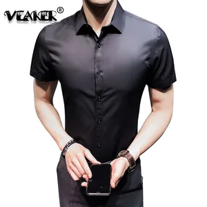 Новинка 2020, летние мужские рубашки с коротким рукавом, мужские летние дышащие рубашки, повседневные топы, облегающие рубашки, сексуальные женские топы