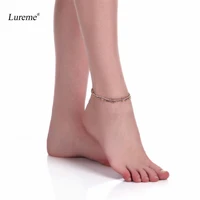 lureme sexy gold double chain crystal anklet bracelet ankle foot jewelry barefoot beach anklet bl003083