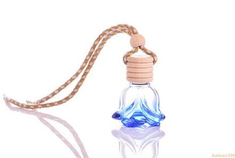 

Colorful Essential Oil Auto Ornament Flower Shape Perfume Pendant Car Perfume Bottles Car-styling Hanging Glass Bottle Air Fresh