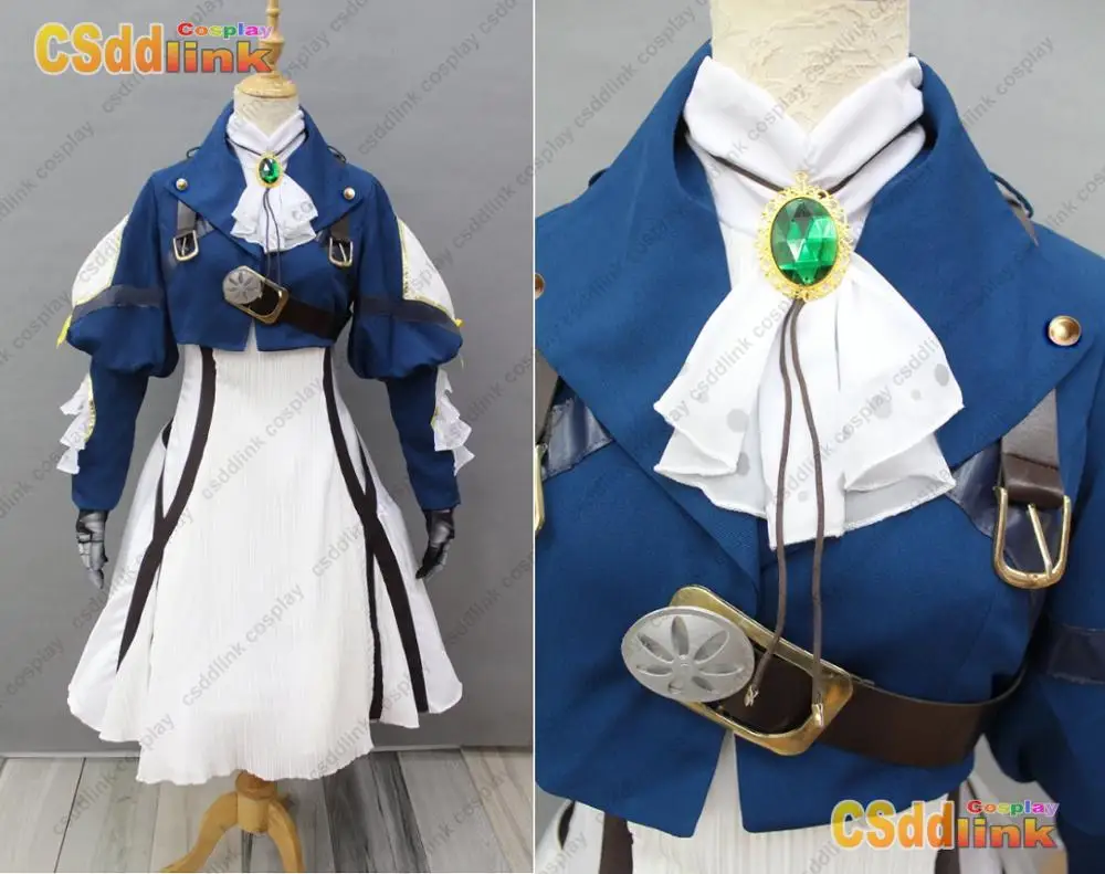 Фиолетовый костюм для косплея Evergarden с перчатками и повязкой на голову не