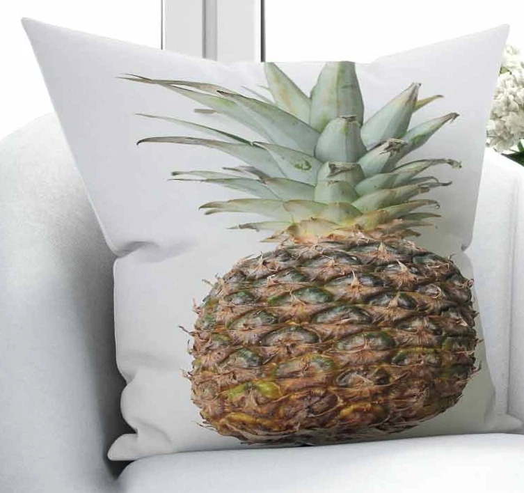 Чехол Наволочка на стул с принтом в виде ананаса и зеленых листьев 45 х45