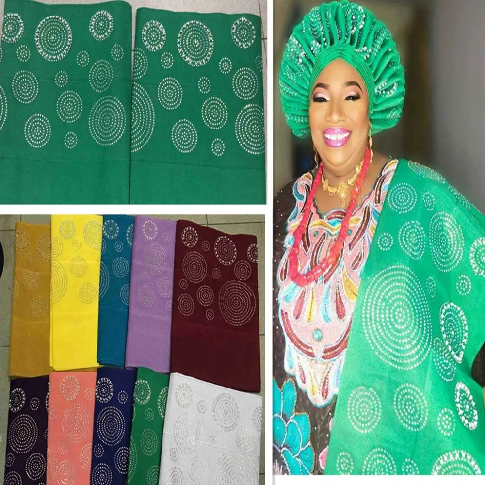 Последний дизайн африканские нигерийские модные камни бусины aso oke gele головной