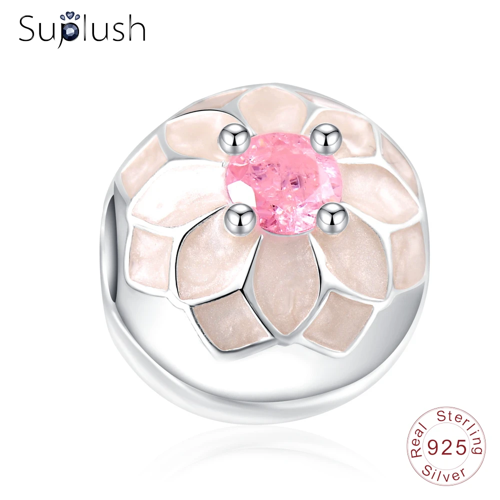 Suplush PSMB0778 новые Клипсы из стерлингового серебра 925 пробы с цветами розового
