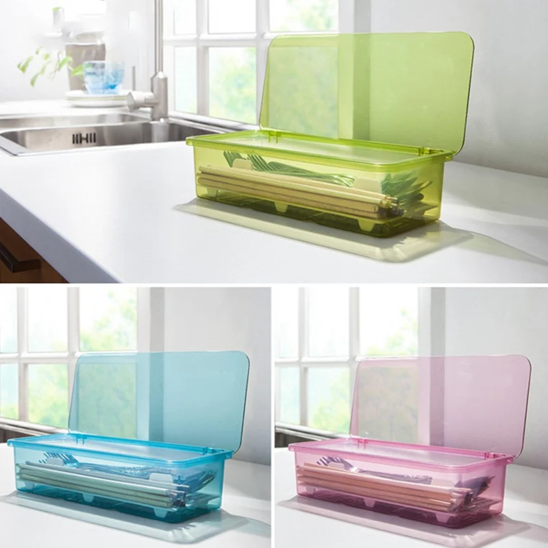 Пластиковый сливной пылезащитный ящик для хранения столовых приборов Простые